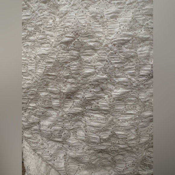 Free People Ivory Lace Long Sleeve Open Back Shirt Size S EUC Jasmine Tea Time - Picture 6 of 6